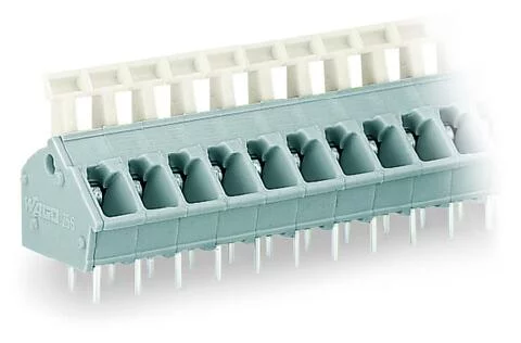 256-406/000-009/999-950 - PCB terminal block; push-button; 2.5 mm²; Pin spacing 5/5.08 mm; 6-pole; suitable for Ex-e applications; CAGE CLAMP®; commoning option; 2,50 mm²; light gray