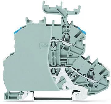 2000-2258/099-000 - Double-deck terminal block; shield/through (Shield/L); with gray separator; with marker carrier; rail mount; 2-conductor; 4.2 mm wide; gray