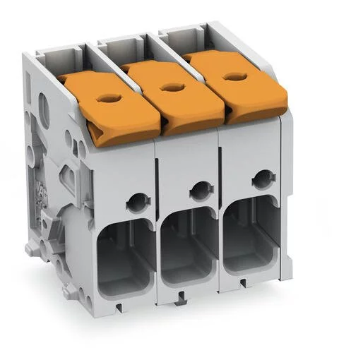 2606-1104/010-000 - PCB terminal block; Push-in CAGE CLAMP with operating lever; AWG 24 - 8; Pin spacing 7.5 mm; M pinning; 4-pole; gray