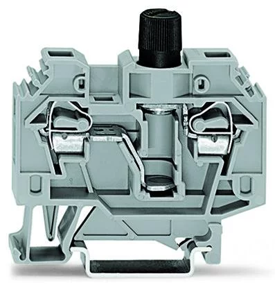 282-128 - 2-conductor fuse terminal block; for glass cartridge fuse ¼ x 1¼; without blown fuse indication; for DIN-rail 35 x 15 and 35 x 7.5; 6 mm²; CAGE CLAMP®; 6,00 mm²; gray