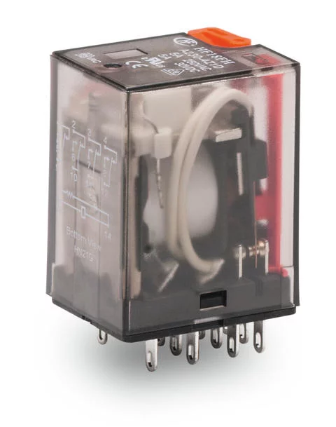 858-158 - Basic relay; Nominal input voltage: 120 VAC; 4 changeover contacts; Limiting continuous current: 5 A; with manual operation