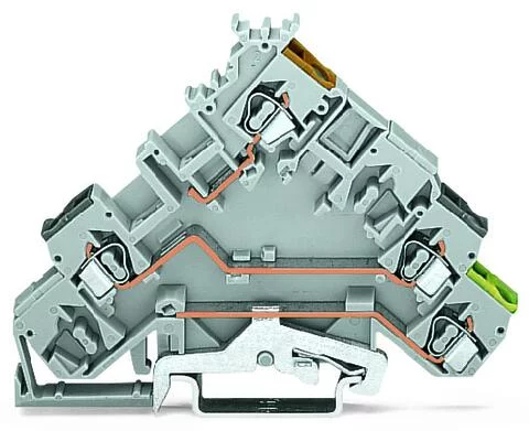 280-585 - 2-conductor actuator terminal block; with colored conductor entries; 2.5 mm²; CAGE CLAMP®; 2,50 mm²; gray