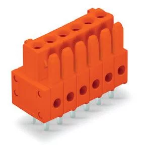 734-508 - THT female header; straight; Pin spacing 3.81 mm; 8-pole; 100% protected against mismating; 0.9 x 0.9 mm solder pin; orange