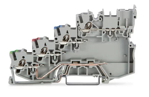 2020-5417 - 4-conductor sensor terminal block; for PNP (positive) switching sensors; with ground contact; 1 mm²; Push-in CAGE CLAMP®; 1,00 mm²; gray