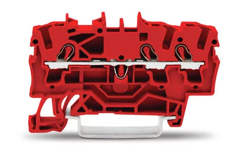 2002-1303 - TOPJOB®S feedthrough terminal block; rail mount; 3-conductor; 5.2 mm wide; red