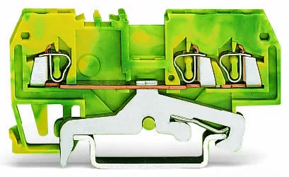 279-687/999-950 - 3-conductor ground terminal block; 1.5 mm²; suitable for Ex e II applications; center marking; for DIN-rail 35 x 15 and 35 x 7.5; CAGE CLAMP®; 1,50 mm²; green-yellow