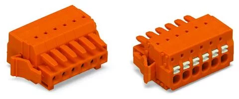 2734-202/037-000 - 1-conductor female connector; push-button; Push-in CAGE CLAMP®; 1.5 mm²; Pin spacing 3.81 mm; 2-pole; 100% protected against mismating; Lateral locking levers; 1,50 mm²; orange