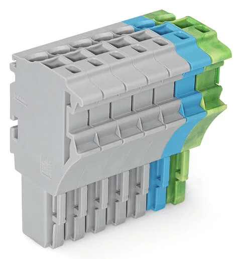 2022-107/000-038 - 1-conductor female connector; Push-in CAGE CLAMP®; 4 mm²; Pin spacing 5.2 mm; 7-pole; 4,00 mm²; gray/blue/green-yellow