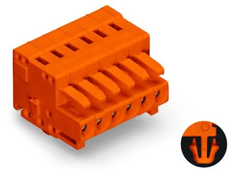 734-212/008-000 - 1-conductor female connector; CAGE CLAMP®; 1.5 mm²; Pin spacing 3.81 mm; 12-pole; 100% protected against mismating; Snap-in mounting feet; 1,50 mm²; orange