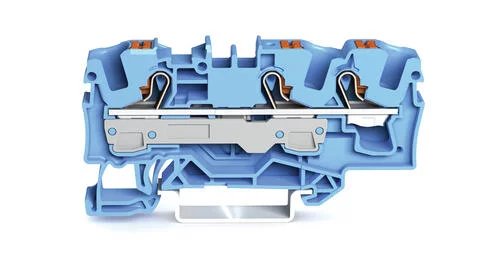2206-1304 - TOPJOB®S feedthrough terminal block with Push-buttons; rail mount; 3-conductor; 7.5 mm wide; blue