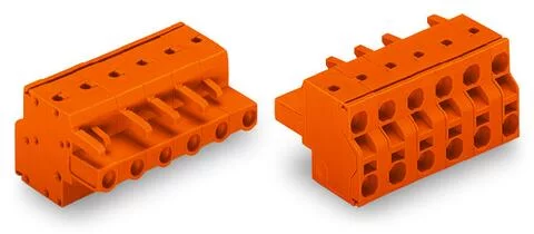 231-2705/026-000 - 2-conductor female connector; Push-in CAGE CLAMP®; 2.5 mm²; Pin spacing 7.62 mm; 5-pole; with integrated end plate; 2,50 mm²; orange