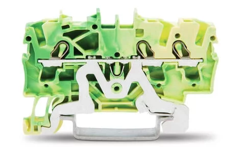 2002-1307 - TOPJOB®S ground terminal block; rail mount; 3-conductor; 5.2 mm wide; green-yellow