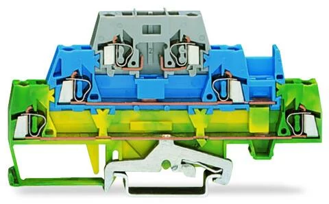 280-510 - Triple-deck terminal block; for DIN-rail 35 x 15 and 35 x 7.5; 2.5 mm²; CAGE CLAMP®; 2,50 mm²; green-yellow/blue/gray