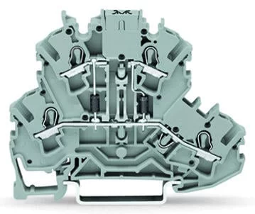 2002-2213/1000-488 - Double-deck double-diode terminal block; 2 x 1N4007 (P-N between first and second level, second level commoned); rail mount; 2-conductor; 5.2 mm wide; gray