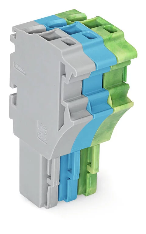 2022-103/000-038 - 1-conductor female connector; Push-in CAGE CLAMP®; 4 mm²; Pin spacing 5.2 mm; 3-pole; 4,00 mm²; gray/blue/green-yellow