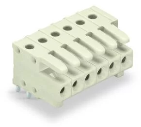 734-539 - THT female header; angled; Pin spacing 3.5 mm; 9-pole; 100% protected against mismating; 0.9 x 0.9 mm solder pin; light gray