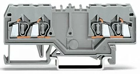 280-826 - Double potential terminal block; 2.5 mm²; with double, center marker slot; for DIN-rail 35 x 15 and 35 x 7.5; CAGE CLAMP®; 2,50 mm²; gray