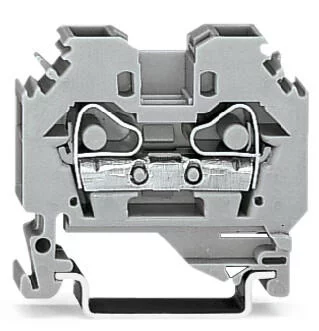 282-101 - 2-conductor through terminal block; 6 mm²; lateral marker slots; for DIN-rail 35 x 15 and 35 x 7.5; CAGE CLAMP®; 6,00 mm²; gray