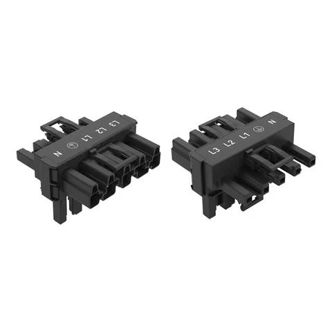 770-622 - T-distribution connector; 5-pole; Cod. A; 1 input; 2 outputs; 3 locking levers; for flying leads; black 770-622 - T-distribution connector; 5-pole; Cod. A; 1 input; 2 outputs; 3 locking levers; for flying leads; black