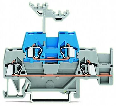 280-534 - Double-deck terminal block; Through/through terminal block; with additional jumper position on lower level; for DIN-rail 35 x 15 and 35 x 7.5; 2.5 mm²; CAGE CLAMP®; 2,50 mm²; gray/blue
