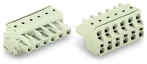 721-2202/026-000 - 2-conductor female connector; Push-in CAGE CLAMP®; 2.5 mm²; Pin spacing 7.5 mm; 2-pole; 100% protected against mismating; with integrated end plate; 2,50 mm²; light gray