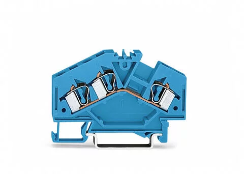 281-651 - 3-conductor through terminal block; 4 mm²; suitable for Ex i applications; center marking; for DIN-rail 35 x 15 and 35 x 7.5; CAGE CLAMP®; 4,00 mm²; blue
