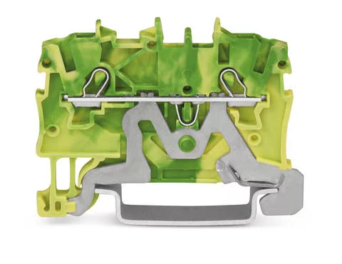 2000-1207 - TOPJOB®S ground terminal block; rail mount; 2-conductor; 3.5 mm wide; green-yellow