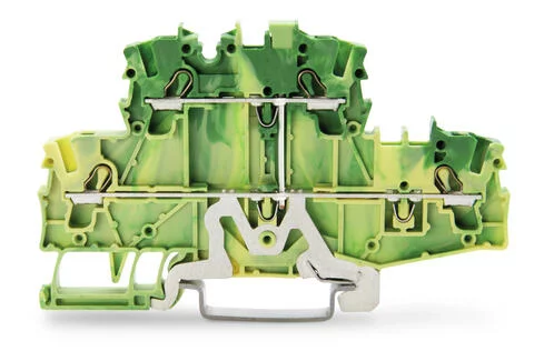 2002-2707 - TOPJOB® S double-deck ground terminal block; internally commoned; rail mount; 4-conductor; 5.2 mm wide; green-yellow