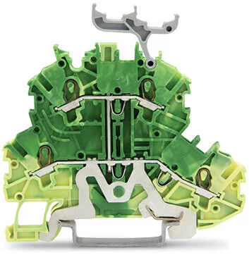 2000-2237 - TOPJOB®S double-deck ground terminal block;internally commoned; with marker carrier; rail mount; 4-conductor; 3.5 mm wide; green-yellow