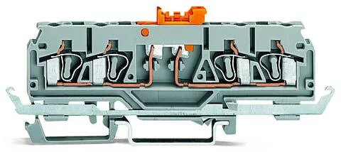 280-875 - 4-conductor disconnect/test terminal block; with shield contact; with test port; for DIN-rail 35 x 15 and 35 x 7.5; 2.5 mm²; CAGE CLAMP®; 2,50 mm²; gray
