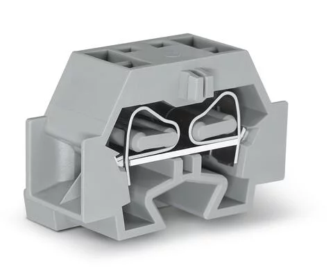 262-331 - 4-conductor terminal block; without push-buttons; with fixing flange; 1-pole; for screw or similar mounting types; Fixing hole 3.2 mm Ø; 4 mm²; CAGE CLAMP®; 4,00 mm²; gray