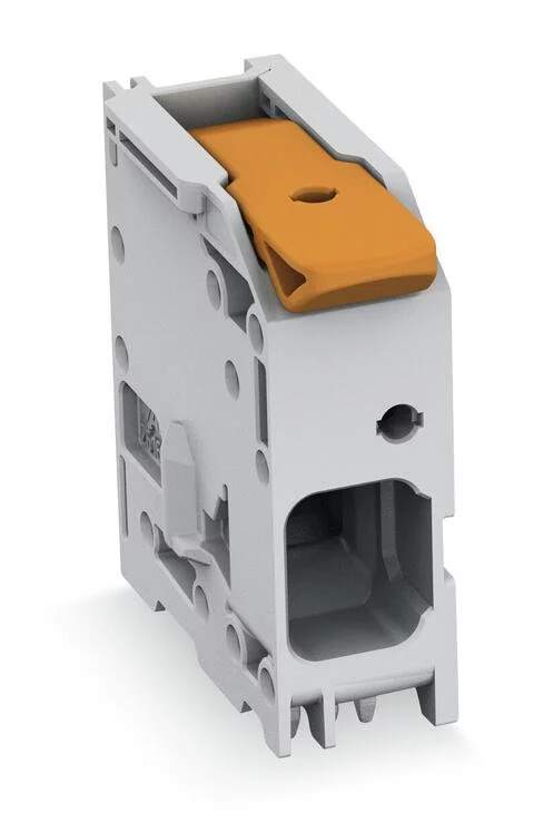 2616-1101 - PCB terminal block; Push-in CAGE CLAMP with operating lever; AWG 18 - 4; Pin spacing 10 mm; double pinning; 1-pole; side entry; gray