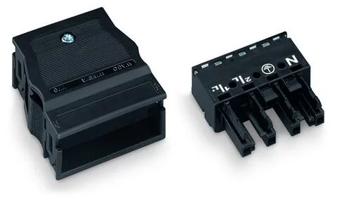 770-104 - Socket; with strain relief housing; 4-pole; Cod. A; 4,00 mm²; black