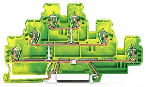 870-557 - Triple-deck terminal block; 6-conductor ground terminal block; 2.5 mm²; PE; without marker carrier; internal commoning; for DIN-rail 35 x 15 and 35 x 7.5; CAGE CLAMP®; 2,50 mm²; green-yellow