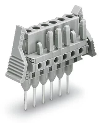 232-138/005-000/039-000 - Female connector for rail-mount terminal blocks; 0.6 x 1 mm pins; straight; Locking lever; Pin spacing 5 mm; 8-pole; gray