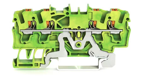 2202-1407 - TOPJOB® S ground terminal block with Push-buttons; rail mount; 4-conductor; 5.2 mm wide; green-yellow