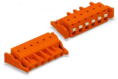 2231-702/037-000 - Female plug; 2-pole; push-button; locking lever;12 AWG max; pin spacing 7.62 mm;1-conductor per pole; orange