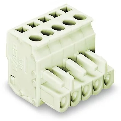 722-214/026-000 - 1-conductor female connector, angled; CAGE CLAMP®; 2.5 mm²; Pin spacing 5 mm; 14-pole; 100% protected against mismating; 2,50 mm²; light gray