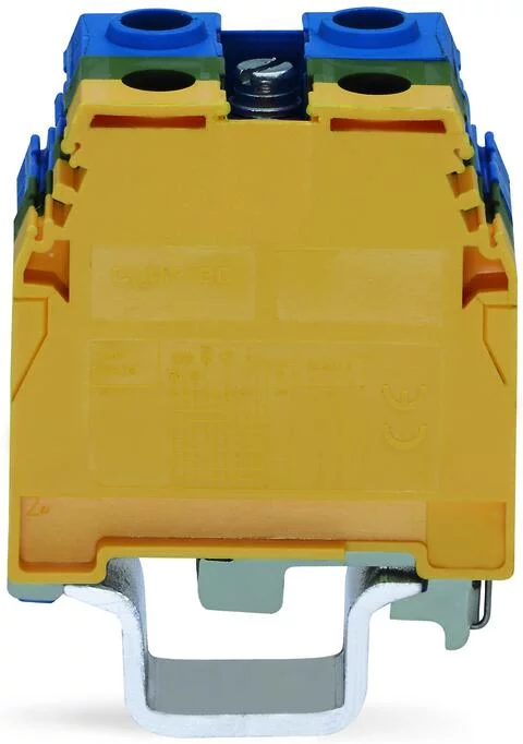 400-465/465-575 - 4-conductor ground terminal block; 35 mm²; with contact to DIN rail; only for DIN 35 x 15 rail; copper; SCREW CLAMP CONNECTION; 35,00 mm²; green-yellow/blue