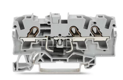 2004-1311/1000-400 - Component terminal block; 3-conductor; with diode 1N5408; anode, left side; for DIN-rail 35 x 15 and 35 x 7.5; 4 mm²; Push-in CAGE CLAMP®; 4,00 mm²; gray