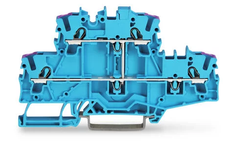 2002-2709 - Double-deck terminal block; 4-conductor through terminal block; N; without marker carrier; for Ex e II and Ex i applications; internal commoning; conductor entry with violet marking; for DIN-rail 35 x 15 and 35 x 7.5; 2.5 mm²; Push-in CAGE CLA