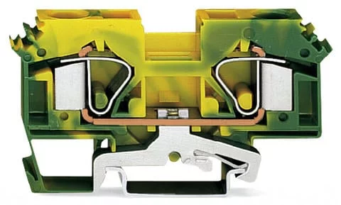 283-607 - 2-conductor ground terminal block; 16 mm²; lateral marker slots; for DIN-rail 35 x 15 and 35 x 7.5; CAGE CLAMP®; 16,00 mm²; green-yellow