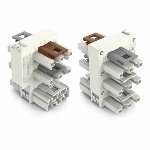 770-687 - Distribution connector for switches; Single-pole switch and series circuit; 3-pole; Cod. A/S; 1 input; 5 outputs; white