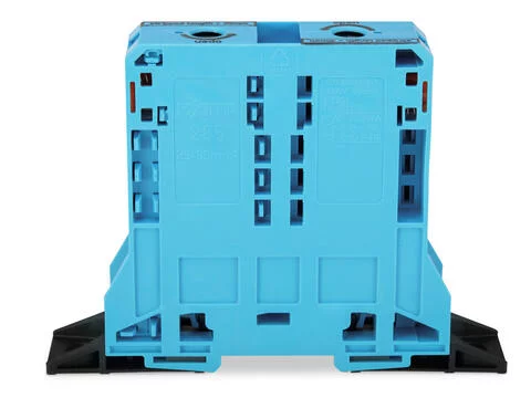 285-184 - POWER CAGE CLAMP feedthrough terminal block; with fixing flanges; 2-conductor; 4/0 AWG; 25 mm wide; blue