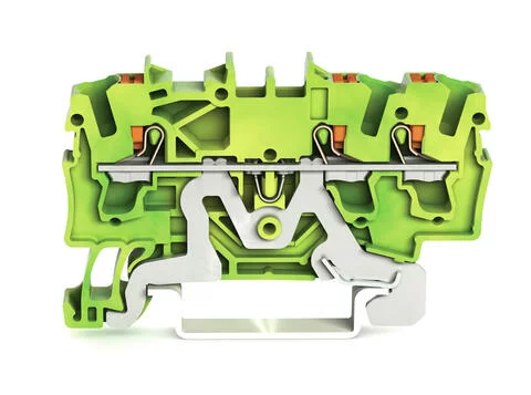 2202-1307 - TOPJOB®S ground terminal block with Push-buttons; rail mount; 3-conductor; 5.2 mm wide; green-yellow