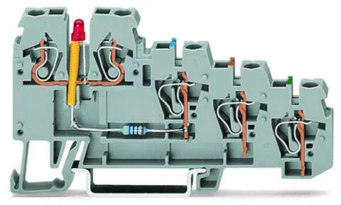 270-570/281-434 - 4-conductor sensor terminal block; LED (red); for PNP-(high-side) switching sensors; 2.5 mm²; CAGE CLAMP®; 2,50 mm²; gray