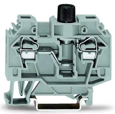 282-122 - 2-conductor fuse terminal block; for 5 x 20 mm miniature metric fuse; without blown fuse indication; for DIN-rail 35 x 15 and 35 x 7.5; 6 mm²; CAGE CLAMP®; 6,00 mm²; gray