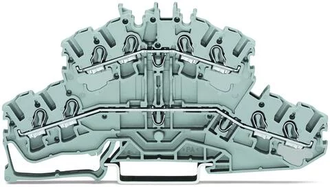 2002-2401 - TOPJOB®S double-deck terminal block; through/through (L/L); rail mount; 4-conductor; 5.2 mm wide; gray