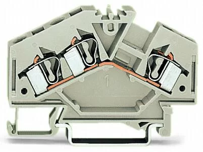 281-998 - 3-conductor through terminal block; 4 mm²; suitable for Ex e II applications; center marking; for DIN-rail 35 x 15 and 35 x 7.5; CAGE CLAMP®; 4,00 mm²; light gray