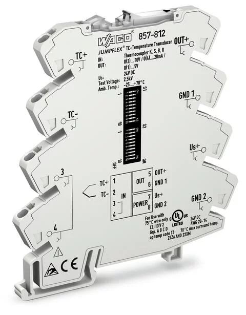 857-812 - JUMPFLEX® signal conditioner; temperature; thermocouples of type K S, B, and R; configurable